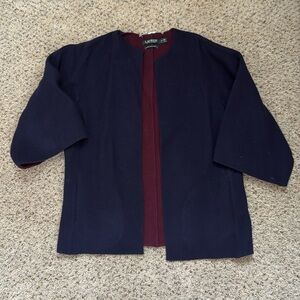 Gorgeous Ralph Lauren navy blue wool blend topper jacket NWOT